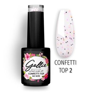 Топ гел лак Gellie Confetti 02 без лепкав слой 10мл