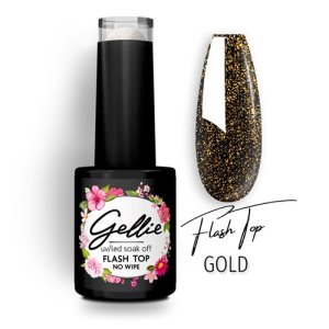 Gellie Flash Gold Top Топ гел лак без лепкава слой със златисти светлоотразителни частици.
