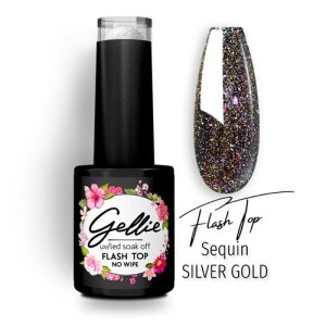 Gellie Top Flash Sequin Silver Gold Топ без лепкав слой 10мл