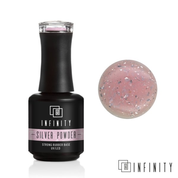 Infinity Base Powder Rubber Base Silver Powder Infinity Pro 15мл - Infinity Pro Nails